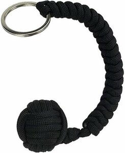 Vrouwen Outdoor zelfverdediging paraplu touw, Monkey Fist stalen kogel, Paracord Survival sleutelhanger, Outdoor veiligheidsbescherming accessoires Apenvuist - Keesje - Monkey Fist - Zelfverdediging - Sleutelhanger - Paracord - Zwart