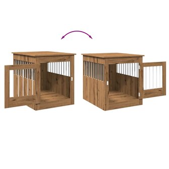 Hondenbench 64,5x80x71 cm bewerkt hout artisanaal eikenkleur