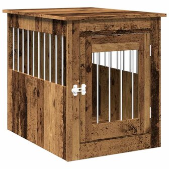 Hondenbench 55x75x65 cm bewerkt hout oud houtkleurig