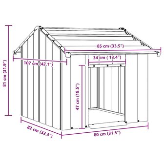 Hondenhok met dak 85x107x81 cm gegalvaniseerd staal