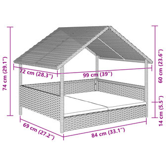 Hondenhok met kussen poly rattan
