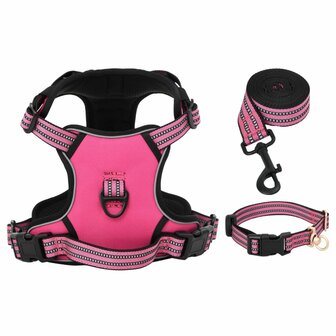 Hondentuigje met riem en halsband verstelbaar S roze