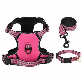 Hondentuigje met riem en halsband verstelbaar XL roze