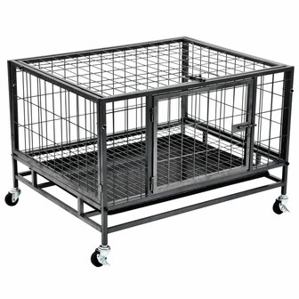 Hondenbench met wielen robuust 82x66x56 cm staal