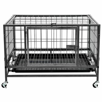 Hondenbench met wielen robuust 82x66x56 cm staal