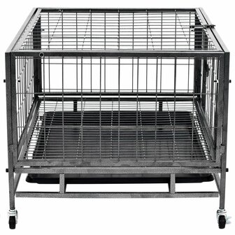 Hondenbench met wielen robuust 82x66x56 cm staal
