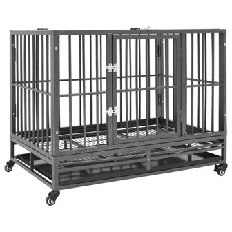 Hondenbench met wielen 92x62x76 cm staal
