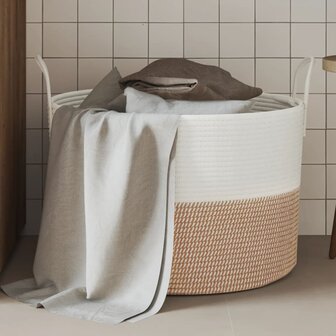 Opbergmand &Oslash; 51x33 cm katoen bruin en wit