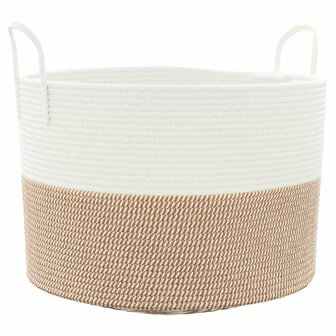 Opbergmand &Oslash; 51x33 cm katoen bruin en wit