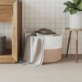 Opbergmand &Oslash; 51x33 cm katoen bruin en wit