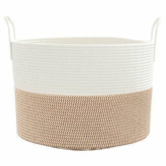 Opbergmand &Oslash; 51x33 cm katoen bruin en wit