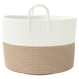 Opbergmand &Oslash; 51x33 cm katoen bruin en wit
