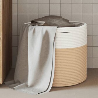 Opbergmand &Oslash; 40x35 cm katoen beige en wit