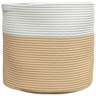 Opbergmand &Oslash; 40x35 cm katoen beige en wit