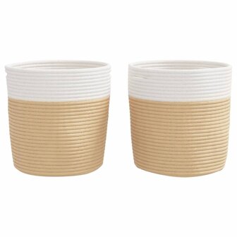 Opbergmanden 2 st &Oslash; 28x28 cm katoen beige en wit