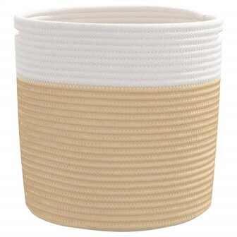 Opbergmanden 2 st &Oslash; 28x28 cm katoen beige en wit