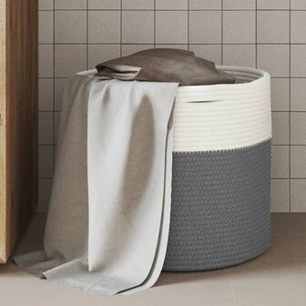 Opbergmand &Oslash; 40x35 cm katoen grijs en wit
