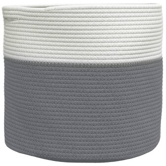 Opbergmand &Oslash; 40x35 cm katoen grijs en wit