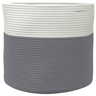 Opbergmand &Oslash; 40x35 cm katoen grijs en wit