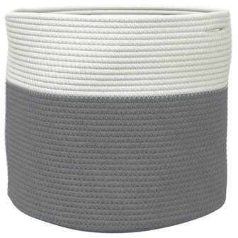 Opbergmand &Oslash; 40x35 cm katoen grijs en wit