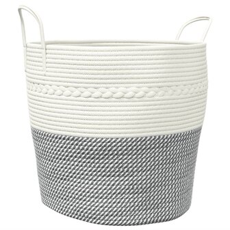 Opbergmand &Oslash; 43x38 cm katoen grijs en wit