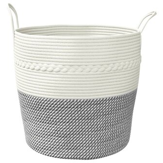 Opbergmand &Oslash; 43x38 cm katoen grijs en wit