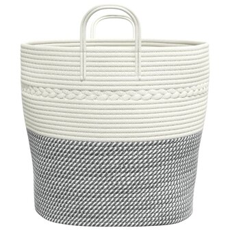 Opbergmand &Oslash; 43x38 cm katoen grijs en wit
