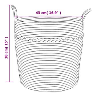 Opbergmand &Oslash; 43x38 cm katoen grijs en wit