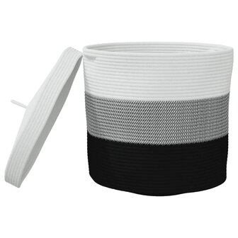 Opbergmand met deksel &Oslash; 40x35 cm katoen wit en zwart