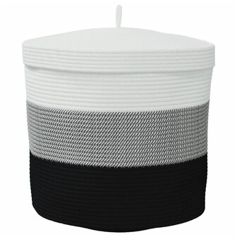 Opbergmand met deksel &Oslash; 40x35 cm katoen wit en zwart