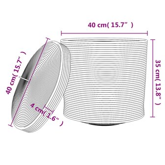 Opbergmand met deksel &Oslash; 40x35 cm katoen wit en zwart