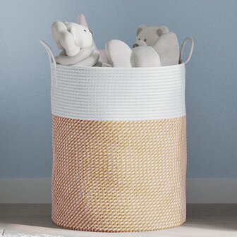 Opbergmand &Oslash; 38x46 cm katoen bruin en wit