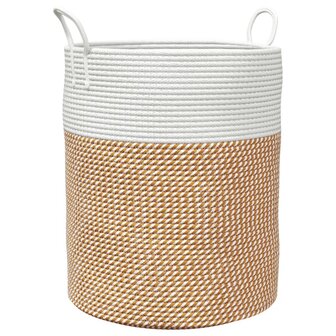 Opbergmand &Oslash; 38x46 cm katoen bruin en wit