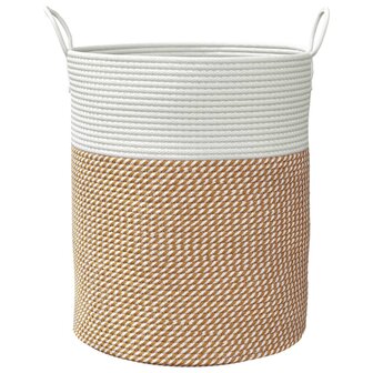 Opbergmand &Oslash; 38x46 cm katoen bruin en wit