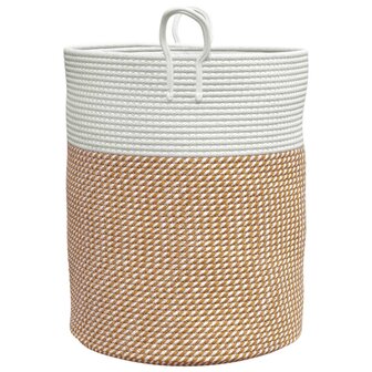 Opbergmand &Oslash; 38x46 cm katoen bruin en wit