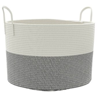 Opbergmand &Oslash; 51x33 cm katoen grijs en wit
