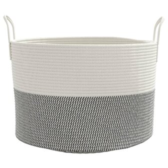Opbergmand &Oslash; 51x33 cm katoen grijs en wit