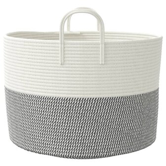 Opbergmand &Oslash; 51x33 cm katoen grijs en wit