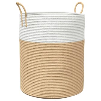Opbergmand &Oslash; 38x46 cm katoen beige en wit