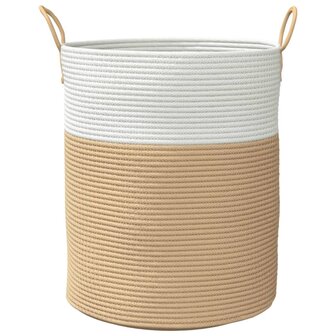 Opbergmand &Oslash; 38x46 cm katoen beige en wit