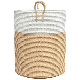 Opbergmand &Oslash; 38x46 cm katoen beige en wit