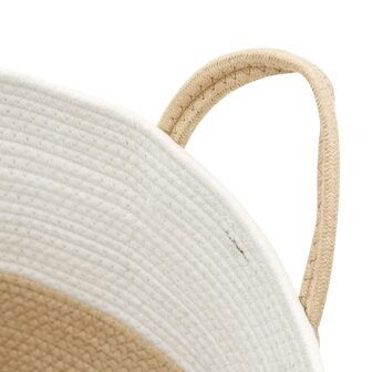 Opbergmand &Oslash; 38x46 cm katoen beige en wit