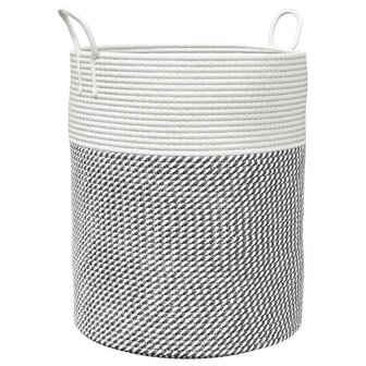 Opbergmand &Oslash; 38x46 cm katoen grijs en wit
