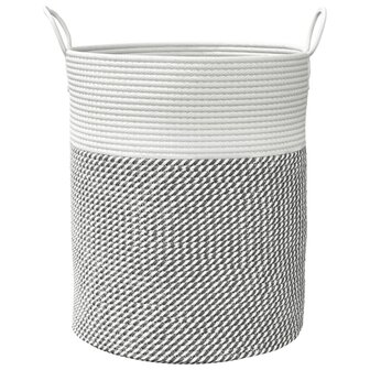 Opbergmand &Oslash; 38x46 cm katoen grijs en wit