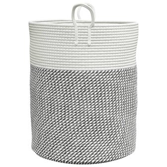 Opbergmand &Oslash; 38x46 cm katoen grijs en wit