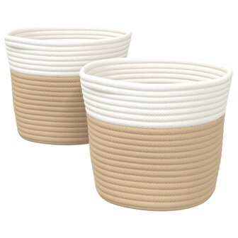 Opbergmanden 2 st &Oslash; 24x18 cm katoen beige en wit