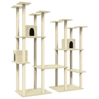 Kattenmeubel met sisal krabpalen 174 cm cr&egrave;mekleurig