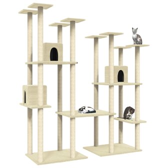 Kattenmeubel met sisal krabpalen 174 cm cr&egrave;mekleurig