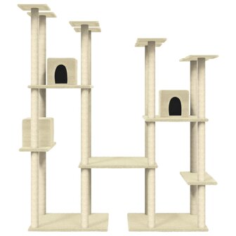 Kattenmeubel met sisal krabpalen 174 cm cr&egrave;mekleurig