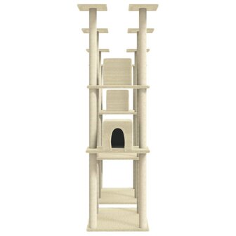 Kattenmeubel met sisal krabpalen 174 cm cr&egrave;mekleurig